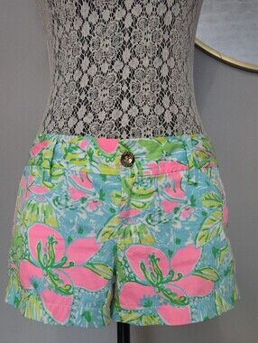 Lilly Pulitzer Pink & Aqua Floral Jean Shorts
